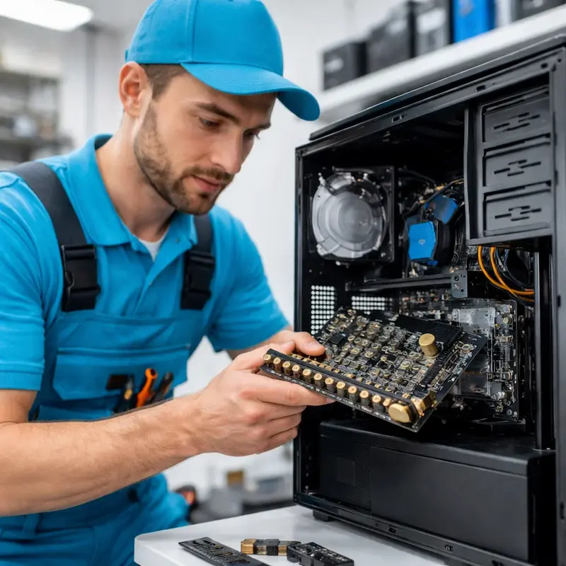 Мастер устанавливает звуковую карту на ПК в Новокуйбышевске