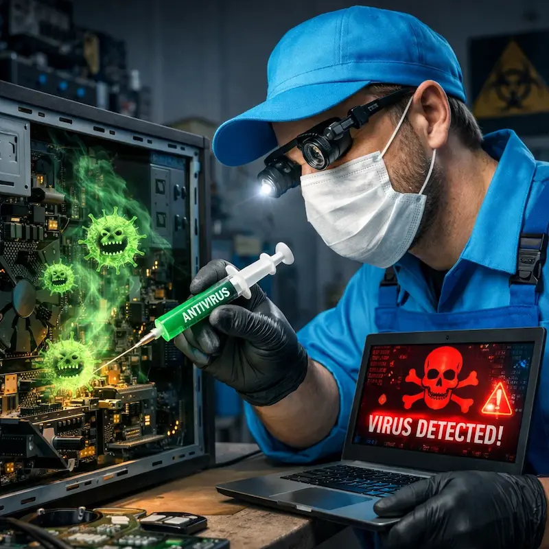 Лечение компьютера от вирусов в Новокуйбышевске на дому